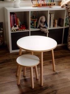 OBUBU Krzesełko dla dzieci okrągłe białe 4