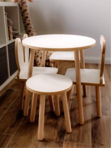 OBUBU Krzesełko dla dzieci okrągłe białe 5