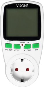 Orno Dwutaryfowy watomierz, kalkulator energii z wyświetlaczem LCD, 2 oddzielne taryfy, wewnętrzny akumulator, wersja Schuko 3