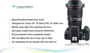 Osłona na obiektyw JJC Osłona przeciwsłoneczna JJC typu Canon EW-82 6