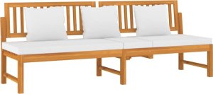 vidaXL Leżanka z kremową poduszką, 200x60x75 cm, lite drewno akacjowe 3