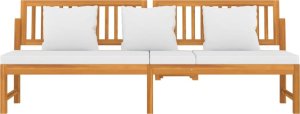 vidaXL Leżanka z kremową poduszką, 200x60x75 cm, lite drewno akacjowe 4