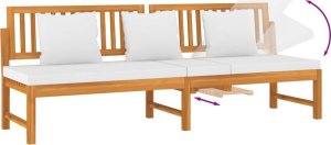 vidaXL Leżanka z kremową poduszką, 200x60x75 cm, lite drewno akacjowe 6