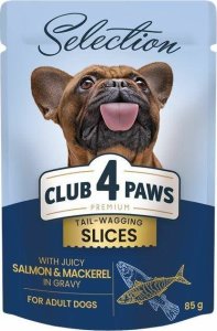 Club 4 Paws Club4Ł Pies 85g Plastry Łosoś Makrela w Sosie 1