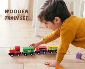 AIG Drewniana Kolejka Pociąg Na Magnes Lokomotywa 9