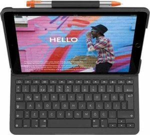 Logitech Logitech Slim Folio - Tastatur und Foliohulle - kabellos - Bluetooth LE - AZERTY - Franzosisch - Oxford Gray - fur Apple 10.2-inch iPad Wi-Fi, 10.5-inch iPad Pro Wi-Fi, 10.9-inch iPad Wi-Fi, iPad Air Wi-Fi 1