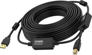 Kabel USB Vision USB-A - USB-B 10 m Czarny (TC 10MUSB+/BL/2) 1