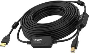 Kabel USB Vision USB-A - USB-B 15 m Czarny (TC 15MUSB+/BL/2) 1