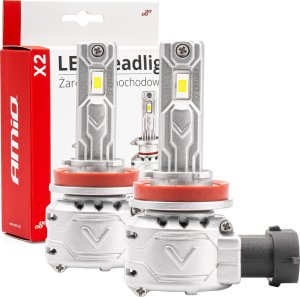 AMiO Żarówki samochodowe led seria x2 h8 h9 h11 h16 6500k canbus amio-02974 1