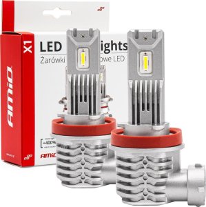 AMiO Żarówki samochodowe led seria x1 h8 h9 h11 6500k canbus amio-02967 1