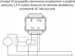 Tuya Przekaźnik 1 obwód WiFi + RF2.4 Seria SD TUYA 3