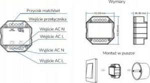 Tuya Przekaźnik 1 obwód WiFi + RF2.4 Seria SD TUYA 4