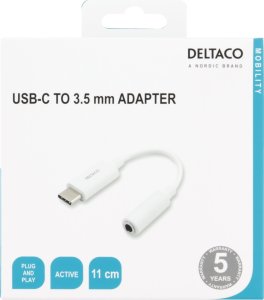 Deltaco USB-C do adaptera 3,5 mm 10 cm aktywny biały USBC-1145 4