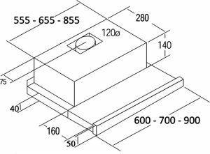 Okap Cata Hood TF 2003 600 GBK Telescopic Szerokość 60 cm 390 m³/h Mechanical control LED Czarny Glass 13