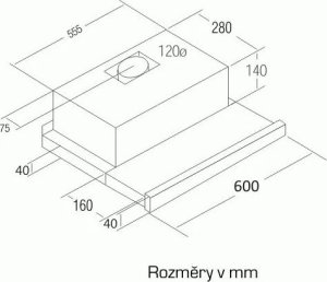 Okap Cata Hood TF 2003 600 GBK Telescopic Szerokość 60 cm 390 m³/h Mechanical control LED Czarny Glass 6
