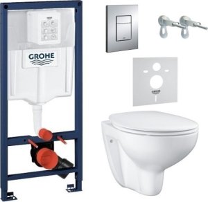 Zestaw podtynkowy Grohe Grohe Komplektas BauCeramic Rimless WC su SC dangčiu+WC rėmas+mygtukas Skate Cosmo chromas+rėmo tvirtinimai 39586000 2