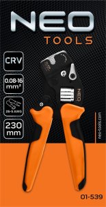 Neo Szczypce do zaciskania końcówek tulejkowych CRV 230mm, samonastawne 0.08 -16 mm2, AWG 26-5 7