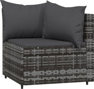 vidaXL 3-cz. zestaw wypoczynkowy do ogrodu, poduszki, szary rattan PE 4