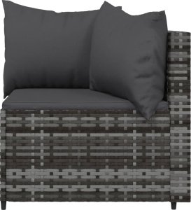 vidaXL 3-cz. zestaw wypoczynkowy do ogrodu, poduszki, szary rattan PE 5