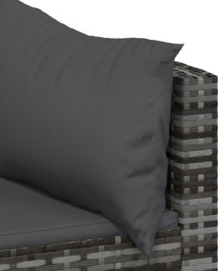 vidaXL 3-cz. zestaw wypoczynkowy do ogrodu, poduszki, szary rattan PE 6
