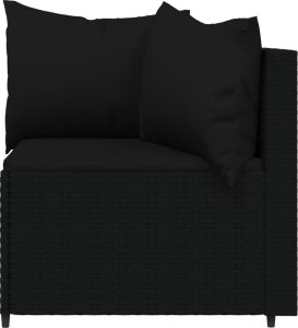 vidaXL 3-cz. zestaw wypoczynkowy do ogrodu, poduszki, czarny rattan PE 5
