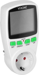 Orno Jednotaryfowy watomierz, kalkulator energii z wyświetlaczem LCD, jedna taryfa, wbudowany akumulator, wersja Schuko 4