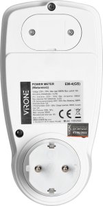 Orno Jednotaryfowy watomierz, kalkulator energii z wyświetlaczem LCD, jedna taryfa, wbudowany akumulator, wersja Schuko 6