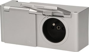 Orno Hermetyczne gniazdo meblowe podszafkowe, IP44, 2x2P+Z, srebrne 2