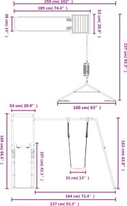 vidaXL Plac zabaw do ogrodu, lite drewno sosnowe 11
