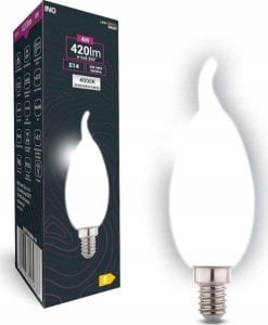 INQ Żarówka LED E14 4W (zamiennik 40W) 470lm - B37 płomyk 230V 4000K (neutralna-biała) - EDBT010NW DECO CLEAR INQ 1