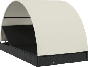 vidaXL 2-os. leżak z półokrągłym daszkiem, czarny, 211x112x140 cm 3