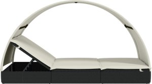 vidaXL 2-os. leżak z półokrągłym daszkiem, czarny, 211x112x140 cm 7