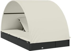 vidaXL 2-os. leżak z półokrągłym daszkiem, czarny, 211x112x140 cm 8