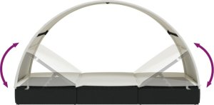 vidaXL 2-os. leżak z półokrągłym daszkiem, czarny, 211x112x140 cm 10