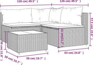 vidaXL 4-częściowy zestaw wypoczynkowy z poduszkami, polirattan 11