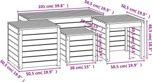 Skrzynia ogrodowa vidaXL 4-cz. zestaw skrzyń ogrodowych, miodowy brąz, drewno sosnowe 12