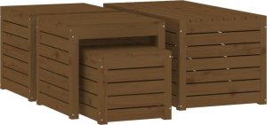 Skrzynia ogrodowa vidaXL 4-cz. zestaw skrzyń ogrodowych, miodowy brąz, drewno sosnowe 5