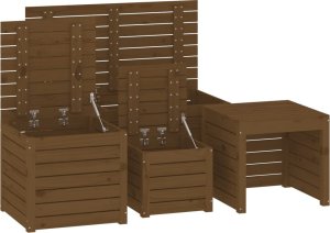 Skrzynia ogrodowa vidaXL 4-cz. zestaw skrzyń ogrodowych, miodowy brąz, drewno sosnowe 8