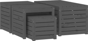 Skrzynia ogrodowa vidaXL 4-cz. zestaw skrzyń ogrodowych, szary, lite drewno sosnowe 5