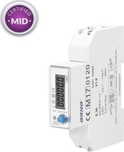 Orno 1-fazowy licznik energii elektrycznej, 100A, port RS-485, MID, 1 moduł, DIN TH-35mm, PV 2