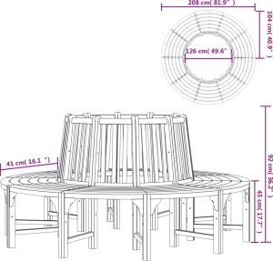 vidaXL Okrągła ławka pod drzewo, 208 cm, lite drewno eukaliptusowe 6