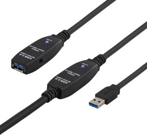 Kabel USB Deltaco Kabelis DELTACO USB 3.0, 15.0m, juodas / USB3-1008 1