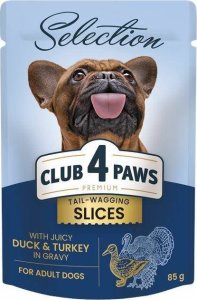 Club 4 Paws Club4Ł Pies 85g Plastry Kaczka Indyk w Sosie 1