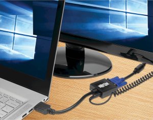 Adapter AV Eaton Tripp Lite HDMI to VGA with Audio Converter Cable Adapter for Ultrabook/Laptop/Desktop PC, (M/F), 6-in. (15.24 cm) - Videoadapter - TAA-konform - HDMI mannlich zu HD-15 (VGA) weiblich - 15.24 cm - Schwarz - 1920 x 1200 (WUXGA) Support 2
