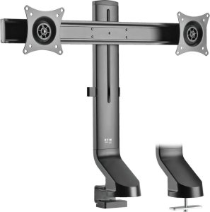 Eaton Tripp Lite Dual-Display Monitor Arm with Desk Clamp and Grommet - Height Adjustable, 17" to 27" Monitors - Befestigungskit - fur 2 LCD-Displays - Stahl - Schwarz - Bildschirmgrosse: 43.2-68.6 cm (17"-27") - Klemmmontage, Tulle, Tischmontage 1