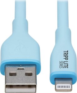 Kabel USB Eaton Eaton Tripp Lite Series Safe-IT USB-A to Lightning Sync/Charge Antibacterial Cable (M/M), Ultra Flexible, MFi Certified, Light Blue, 3 ft. (0.91 m) - Lightning-Kabel - USB mannlich zu Lightning mannlich - 91 cm - Hellblau - passiv - fur P/ 1