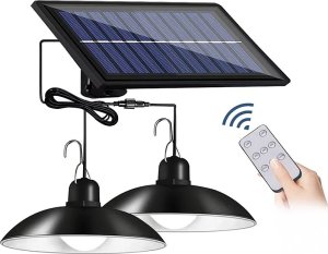 Tech-Led Podwójny żyrandol solarny lampa wisząca 2x1,8W 140lm z pilotem Podwójny żyrandol solarny lampa wisząca 2x1,8W 140lm z pilotem 1