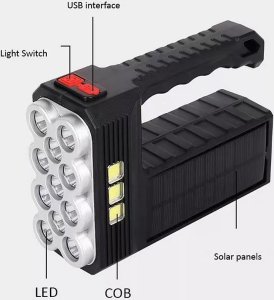 Latarka Tech-Led Latarka solarna przenośna wielofunkcyjna 2 w 1 lampa i szperacz ST11 Latarka solarna przenośna wielofunkcyjna 2 w 1 lampa i szperacz ST11 3