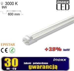 Świetlówka Nvox Świetlówka led 60cm 9w t8 3000k g13 ciepła przezroczysta 1