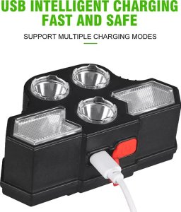 Latarka Tech-Led Latarka czołowa super jasne 3 LED światło ostrzegawcze ładowana z USB Latarka czołowa super jasne 3 LED światło ostrzegawcze ładowana z USB 4